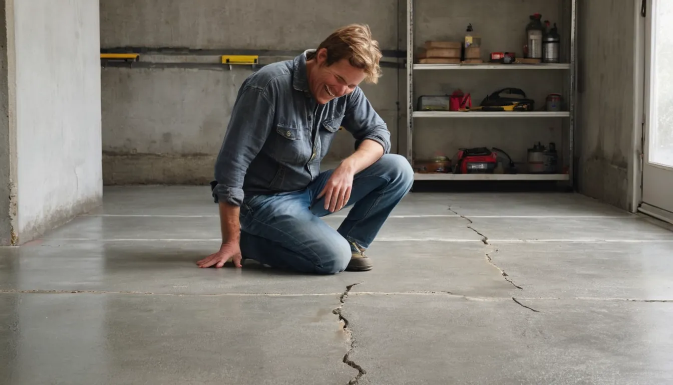 A provider checking a concrete garage slab in the Chicago area